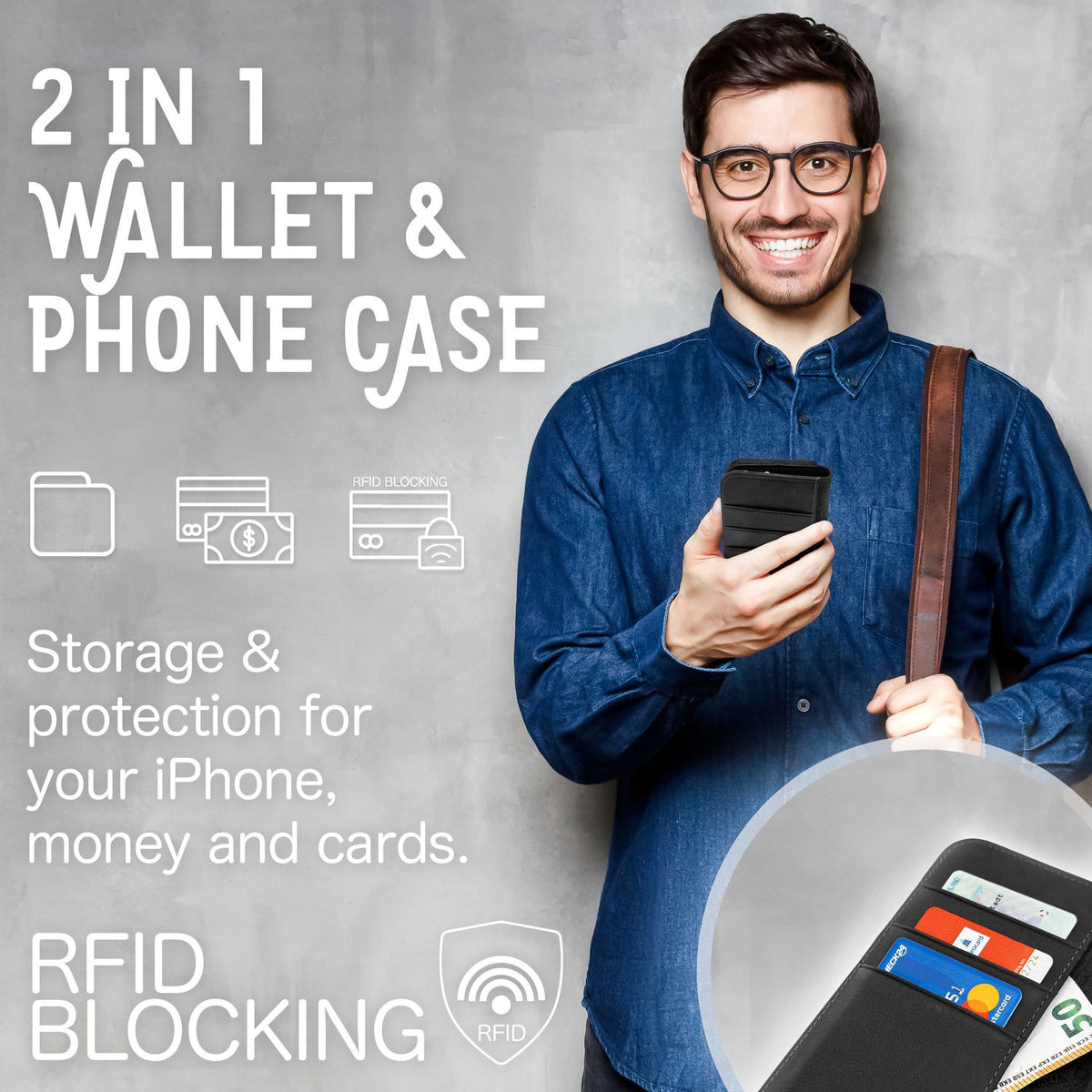 NALIA Echtlederhülle für iPhone 14 Pro Max – RFID Wallet & Magnet-Verschluss – LEVANTO (Handgefertigte Klapphülle) – Marke aus Berlin