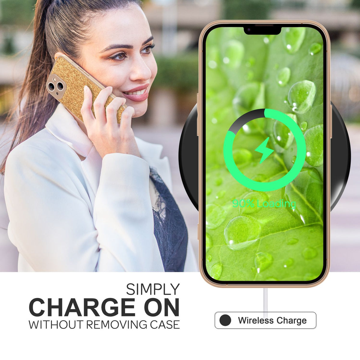 NALIA Schutzhülle mit Echt-Kork kompatibel mit iPhone 14 Plus Hülle, Natur-Kork Hellbraun Anti-Gelb Rutschfest Anti-Fingerabdruck, Harte Rückseite & Mattierter Silikon-Rand, Robuste Handyhülle Cover