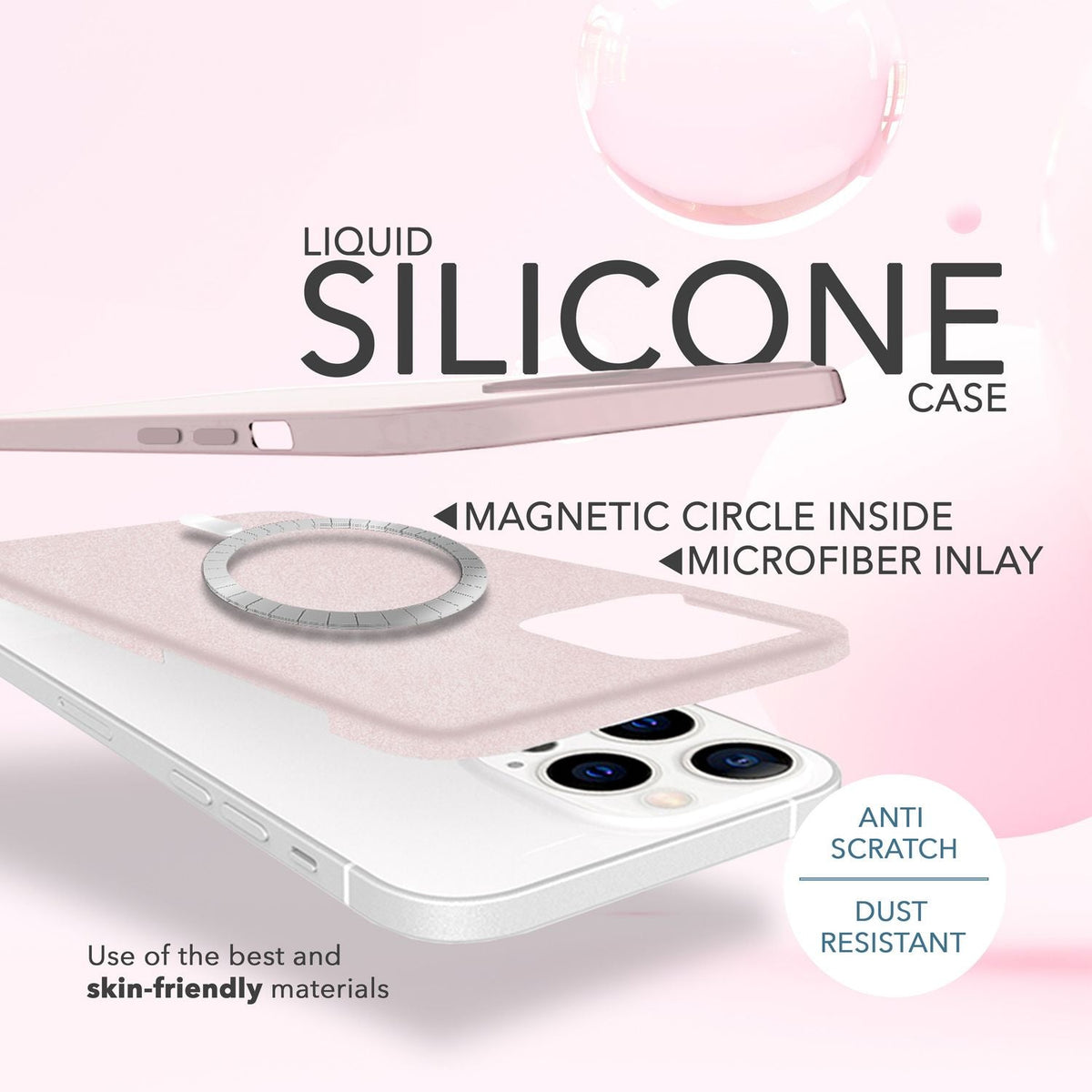 NALIA Magnet Silikonhülle für iPhone 14 Pro – MagSafe kompatibel & Liquid Silicone – SLIQ (Soft-Touch Schutz & Mikrofaser Innen) – Marke aus Berlin