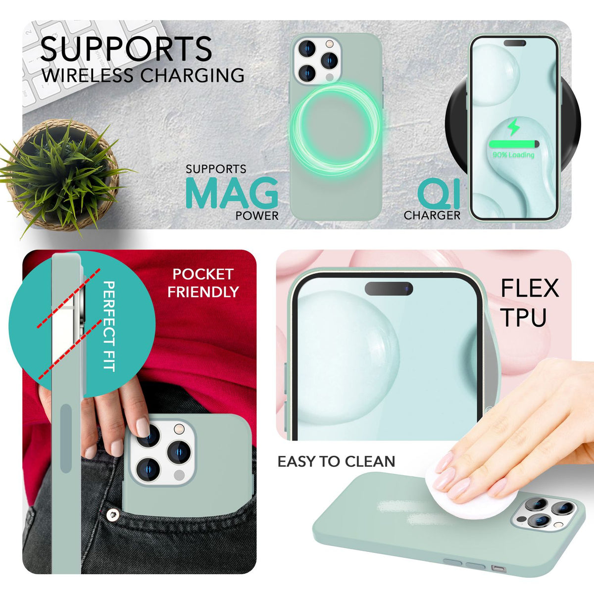 NALIA Magnet Silikonhülle für iPhone 14 Pro – MagSafe kompatibel & Liquid Silicone – SLIQ (Soft-Touch Schutz & Mikrofaser Innen) – Marke aus Berlin