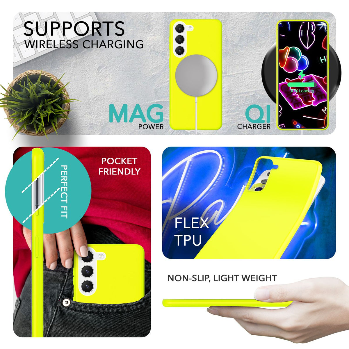 NALIA Neon Silikonhülle für Samsung Galaxy S23 Plus – Soft-Touch & Signal-Neon – NEONSHOCK (Matte Schutzhülle) – Marke aus Berlin