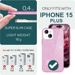 NALIA Glitzerhülle für iPhone 15 Plus – Funkelnder Glitzer-Look & Grip – SHINEPOP (Silikon Case) – Marke aus Berlin