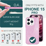 NALIA Glitzerhülle für iPhone 15 Pro – Funkelnder Glitzer-Look & Grip – SHINEPOP (Silikon Case) – Marke aus Berlin