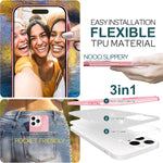 NALIA Glitzerhülle für iPhone 15 Pro – Funkelnder Glitzer-Look & Grip – SHINEPOP (Silikon Case) – Marke aus Berlin