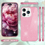 NALIA Glitzerhülle für iPhone 15 Pro – Funkelnder Glitzer-Look & Grip – SHINEPOP (Silikon Case) – Marke aus Berlin