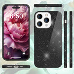 NALIA Glitzerhülle für iPhone 15 Pro – Funkelnder Glitzer-Look & Grip – SHINEPOP (Silikon Case) – Marke aus Berlin