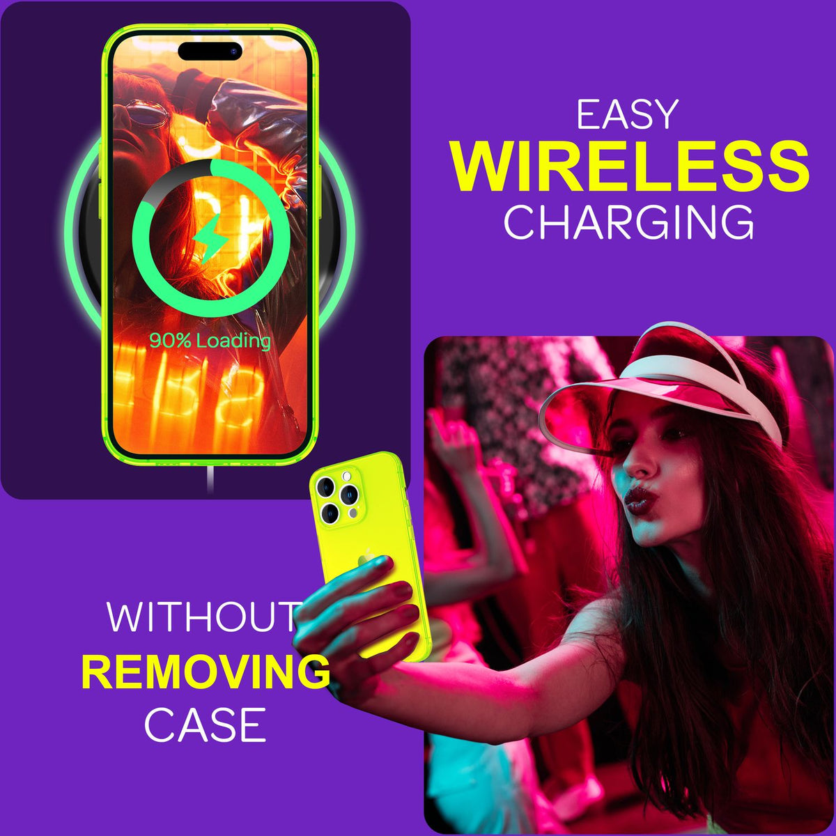NALIA Neon Silikonhülle für iPhone 15 Pro – Knallige Signal-Farbe & Linsenschutz – VIBE (Transparentes Case) – Marke aus Berlin