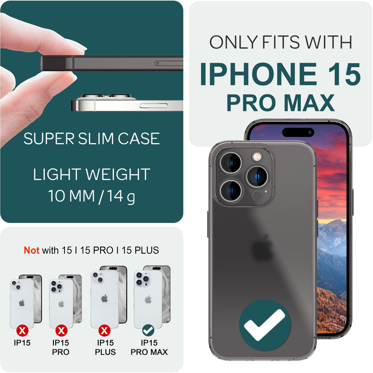 NALIA Ultra Slim Hardcase für iPhone 15 Pro Max – Matt-Transparent & 0.3mm Dünn – PHANTOM (Dünnes Cover & Kamera-Vollschutz) – Marke aus Berlin