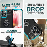 NALIA Ringhülle für iPhone 15 Pro Max – Ring-Ständer 360° & für Magnet-Halter – GRIP360 (Mattiertes Silikon Case) – Marke aus Berlin