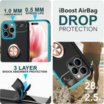 NALIA Ringhülle für iPhone 15 Pro Max – Ring-Ständer 360° & für Magnet-Halter – GRIP360 (Mattiertes Silikon Case) – Marke aus Berlin