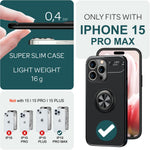 NALIA Ringhülle für iPhone 15 Pro Max – Ring-Ständer 360° & für Magnet-Halter – GRIP360 (Mattiertes Silikon Case) – Marke aus Berlin
