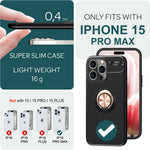 NALIA Ringhülle für iPhone 15 Pro Max – Ring-Ständer 360° & für Magnet-Halter – GRIP360 (Mattiertes Silikon Case) – Marke aus Berlin