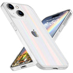 NALIA Transparente Glashülle für iPhone 15 Plus – Holografischer Prisma-Effekt (Regenbogen Schimmer) – 9H Hartglas & Anti-Gelb – AURORA – Marke aus Berlin