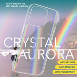 NALIA Transparente Glashülle für iPhone 15 Pro – Holografischer Prisma-Effekt (Regenbogen Schimmer) – 9H Hartglas & Anti-Gelb – AURORA – Marke aus Berlin