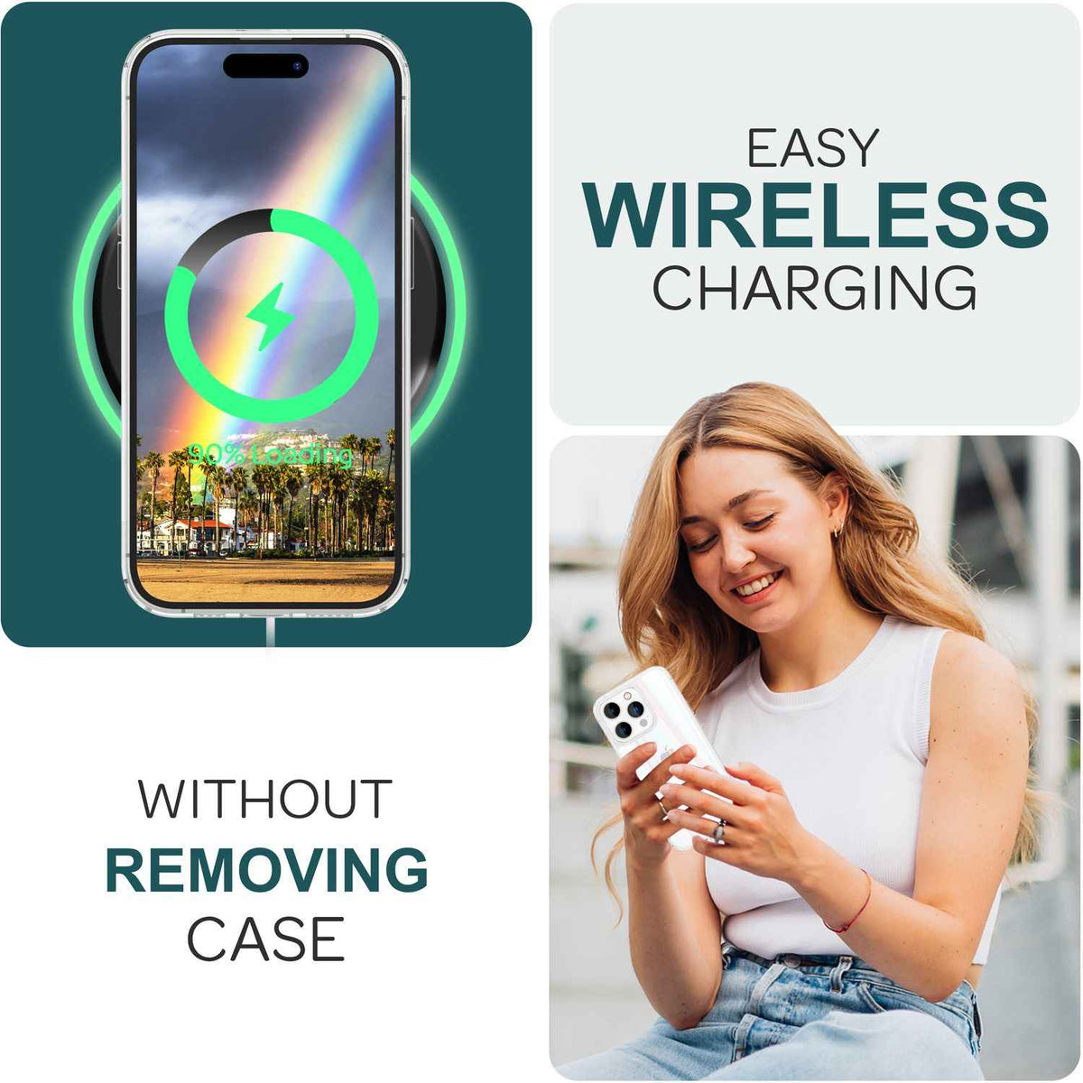 NALIA Transparente Glashülle für iPhone 15 Pro Max – Holografischer Prisma-Effekt (Regenbogen Schimmer) – 9H Hartglas & Anti-Gelb – AURORA – Marke aus Berlin