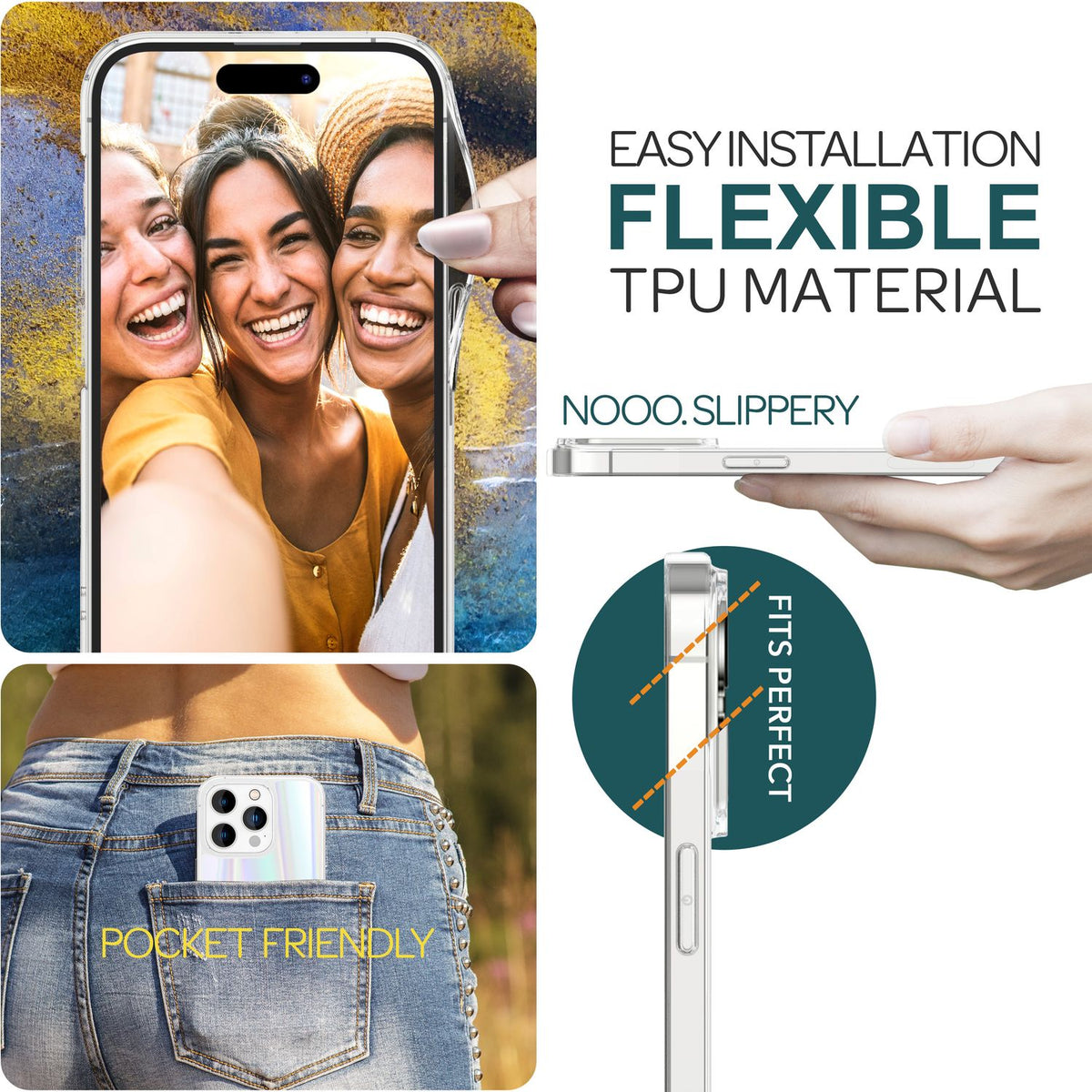 NALIA Transparente Glashülle für iPhone 15 Pro Max – Holografischer Prisma-Effekt (Regenbogen Schimmer) – 9H Hartglas & Anti-Gelb – AURORA – Marke aus Berlin