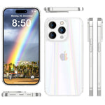 NALIA Transparente Glashülle für iPhone 15 Pro Max – Holografischer Prisma-Effekt (Regenbogen Schimmer) – 9H Hartglas & Anti-Gelb – AURORA – Marke aus Berlin