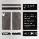 NALIA Echtlederhülle für iPhone 15 Plus – RFID Wallet & Magnet-Verschluss – LEVANTO (Handgefertigte Klapphülle) – Marke aus Berlin