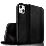 NALIA Echtlederhülle für iPhone 15 Plus – RFID Wallet & Magnet-Verschluss – LEVANTO (Handgefertigte Klapphülle) – Marke aus Berlin