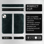 NALIA Echtlederhülle für iPhone 15 Plus – RFID Wallet & Magnet-Verschluss – LEVANTO (Handgefertigte Klapphülle) – Marke aus Berlin