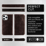 NALIA Echtlederhülle für iPhone 15 Pro Max – RFID Wallet & Magnet-Verschluss – LEVANTO (Handgefertigte Klapphülle) – Marke aus Berlin