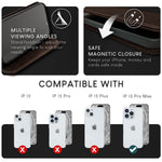 NALIA Echtlederhülle für iPhone 15 Pro Max – RFID Wallet & Magnet-Verschluss – LEVANTO (Handgefertigte Klapphülle) – Marke aus Berlin
