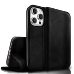 NALIA Echtlederhülle für iPhone 15 Pro Max – RFID Wallet & Magnet-Verschluss – LEVANTO (Handgefertigte Klapphülle) – Marke aus Berlin