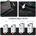 NALIA Echtlederhülle für iPhone 15 Pro Max – RFID Wallet & Magnet-Verschluss – LEVANTO (Handgefertigte Klapphülle) – Marke aus Berlin