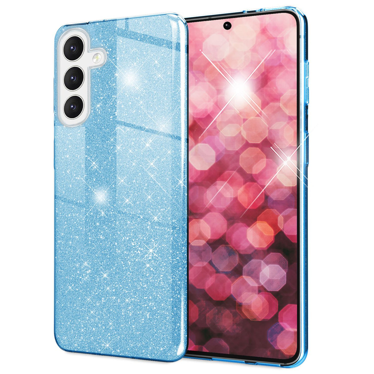NALIA Glitzerhülle für Samsung Galaxy S24 Plus – Funkelnder Glitzer-Look & Grip – SHINEPOP (Silikon Case) – Marke aus Berlin