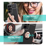 NALIA Ringhülle für Samsung Galaxy S24 Ultra – Ring-Ständer 360° & für Magnet-Halter – GRIP360 (Mattiertes Silikon Case) – Marke aus Berlin