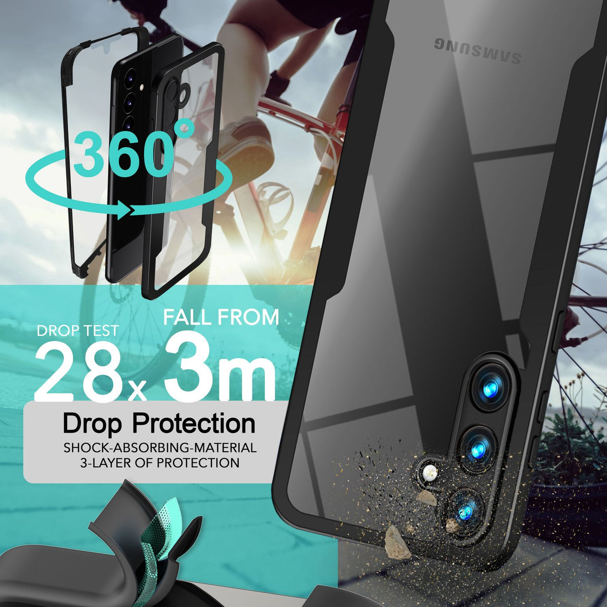 NALIA 360° Hülle für Samsung Galaxy S24 – Vergilbungsfrei & Rutschfester Matt-Rahmen – SURROUND (Full-Body Case mit Kameraschutz) – Marke aus Berlin