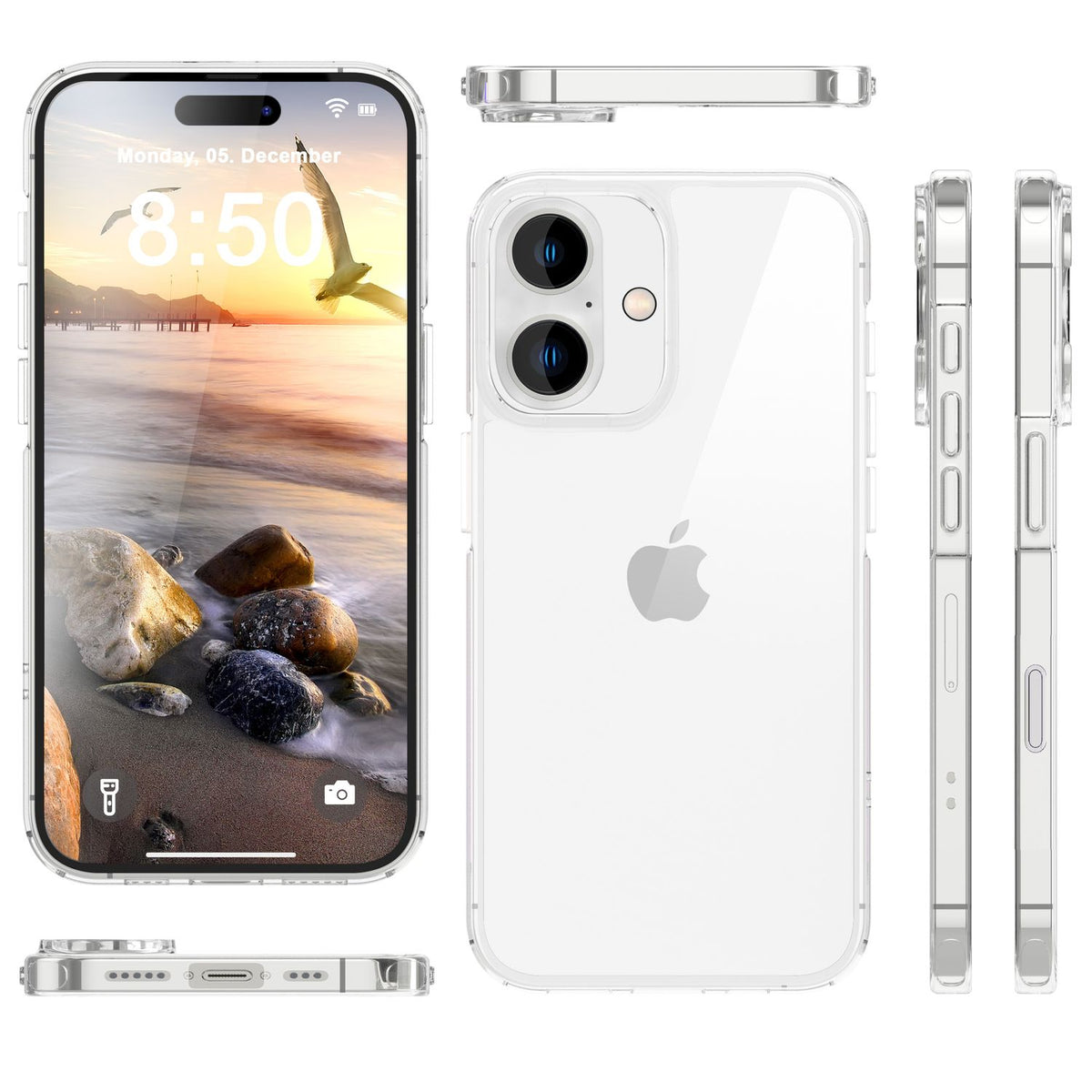 NALIA Transparente Hülle für iPhone 16 Plus – Anti-Gelb & Stoßfest – BLYSS (Rückseite in Glas-Optik) – Marke aus Berlin