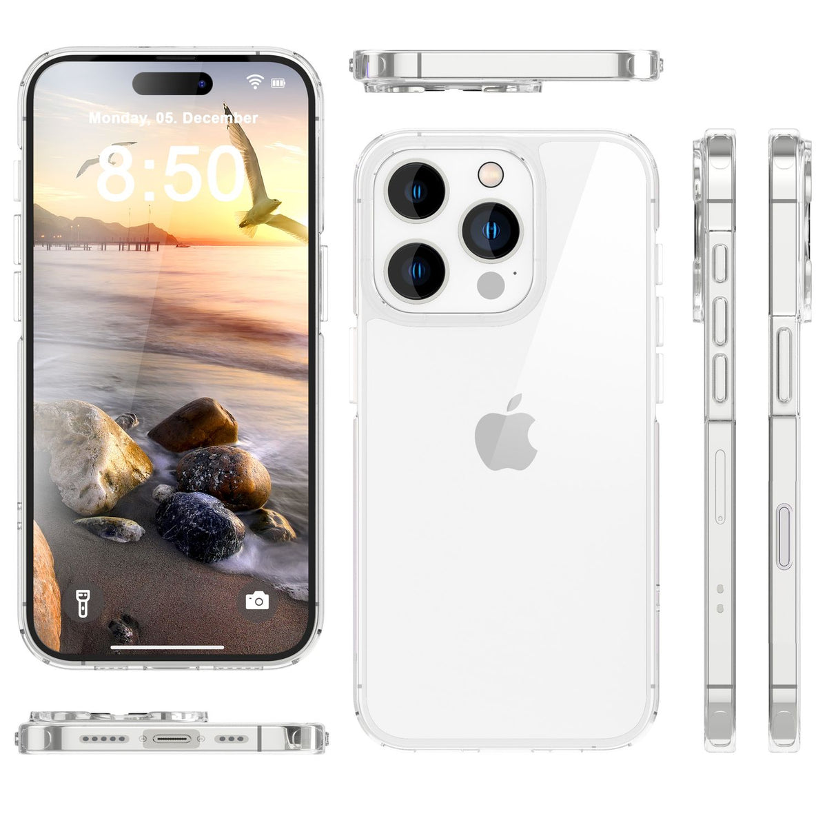 NALIA Transparente Hülle für iPhone 16 Pro – Anti-Gelb & Stoßfest – BLYSS (Rückseite in Glas-Optik) – Marke aus Berlin