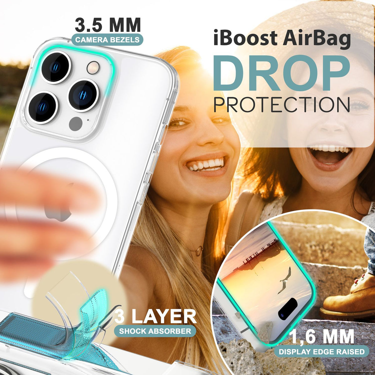 NALIA Transparentes Magnet Case für iPhone 16 Pro Max – MagPower System (MagSafe kompatibel) – LUMEX (Edle Glas-Optik, aber unzerbrechlich) – Marke aus Berlin