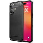 NALIA Silikonhülle für iPhone 16 – Rutschfest & Matt – VORTEX (Gebürstete Optik & Carbon Design) – Marke aus Berlin