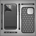NALIA Silikonhülle für iPhone 16 Pro – Rutschfest & Matt – VORTEX (Gebürstete Optik & Carbon Design) – Marke aus Berlin