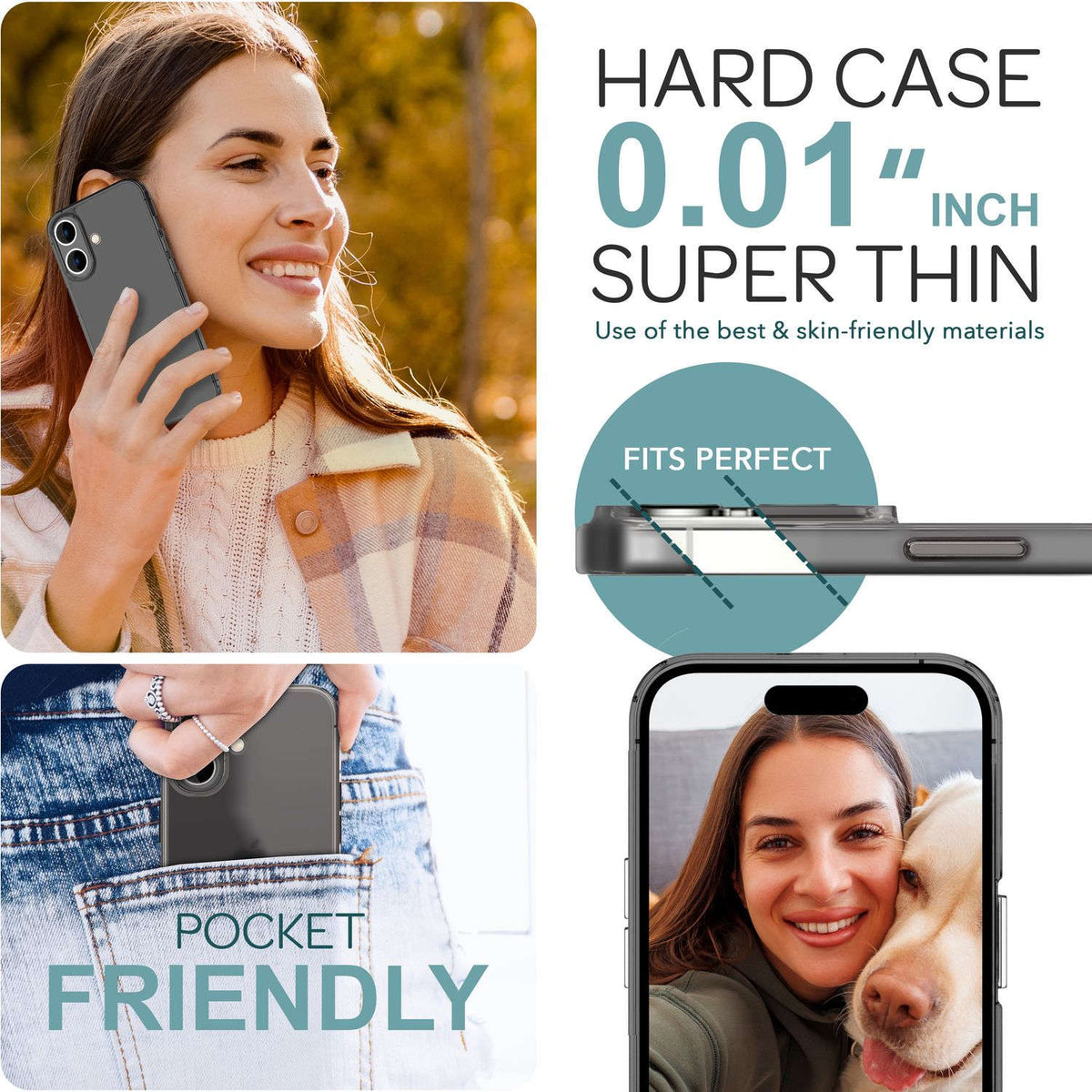NALIA Ultra Slim Hardcase für iPhone 16 – Matt-Transparent & 0.3mm Dünn – PHANTOM (Dünnes Cover & Kamera-Vollschutz) – Marke aus Berlin Namma Markt