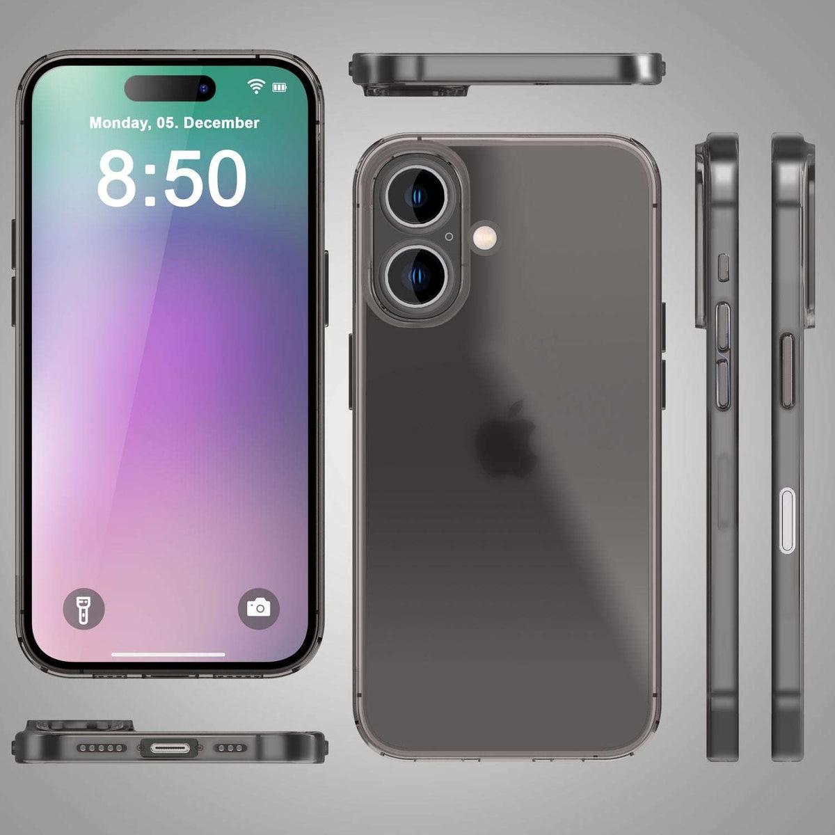 NALIA Ultra Slim Hardcase für iPhone 16 – Matt-Transparent & 0.3mm Dünn – PHANTOM (Dünnes Cover & Kamera-Vollschutz) – Marke aus Berlin Namma Markt