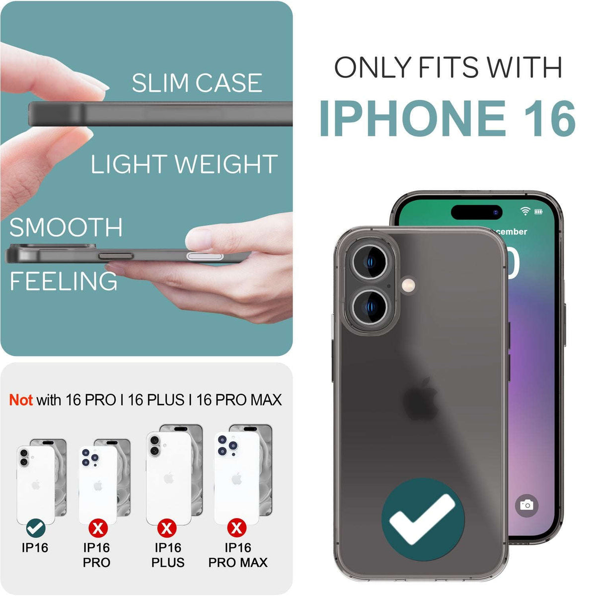 NALIA Ultra Slim Hardcase für iPhone 16 – Matt-Transparent & 0.3mm Dünn – PHANTOM (Dünnes Cover & Kamera-Vollschutz) – Marke aus Berlin Namma Markt