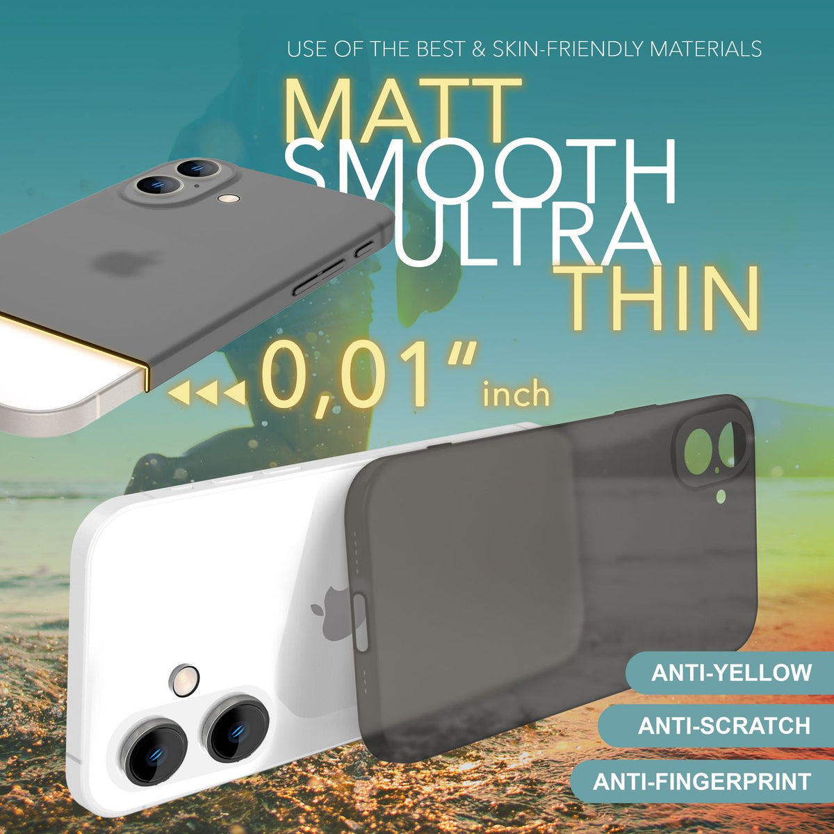 NALIA Ultra Slim Hardcase für iPhone 16 Plus – Matt-Transparent & 0.3mm Dünn – PHANTOM (Dünnes Cover & Kamera-Vollschutz) – Marke aus Berlin
