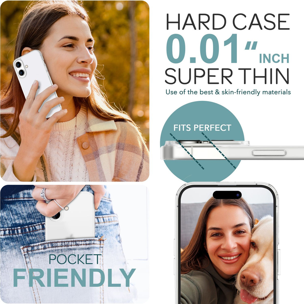 NALIA Ultra Slim Hardcase für iPhone 16 Plus – Matt-Transparent & 0.3mm Dünn – PHANTOM (Dünnes Cover & Kamera-Vollschutz) – Marke aus Berlin