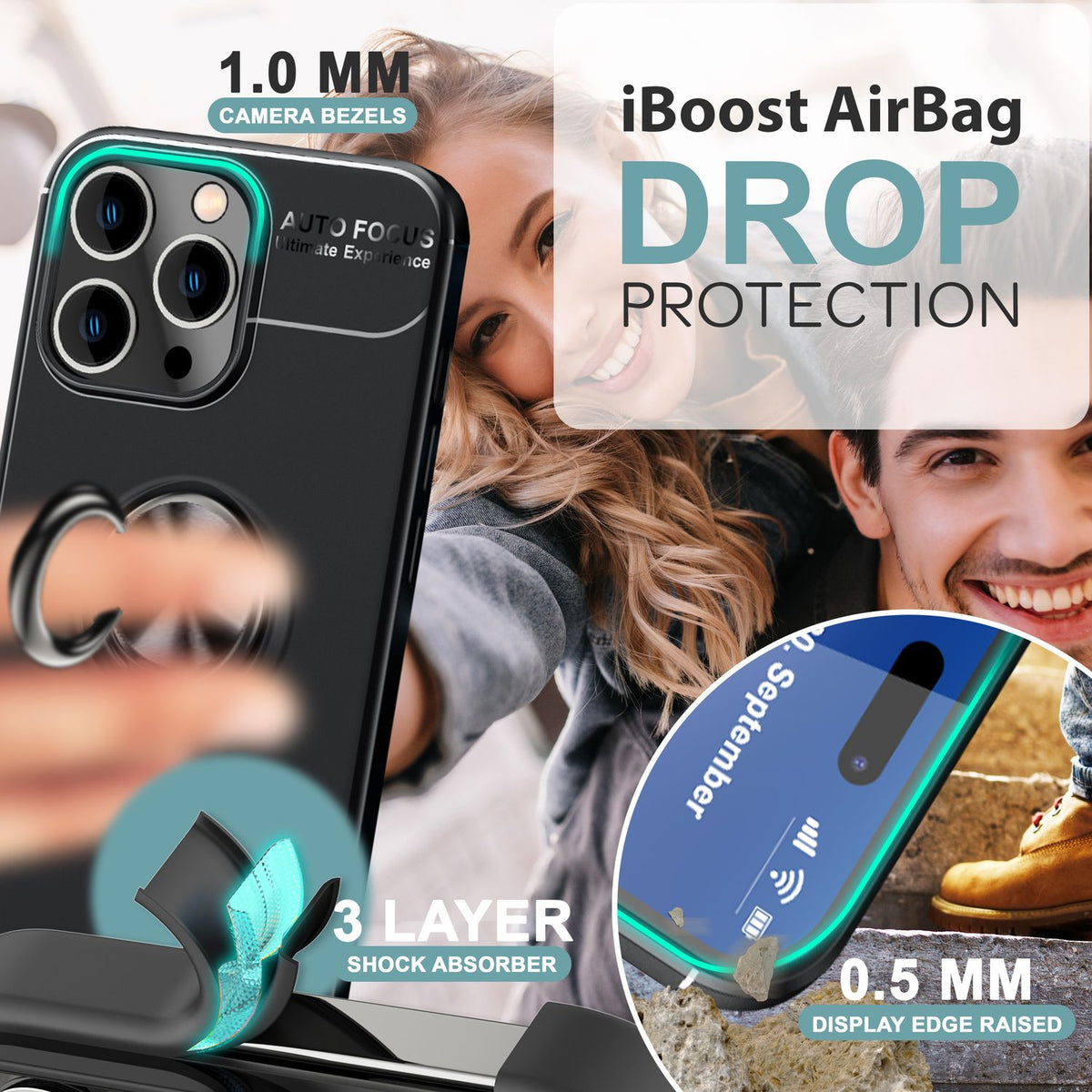 NALIA Ringhülle für iPhone 16 Pro Max – Ring-Ständer 360° & für Magnet-Halter – GRIP360 (Mattiertes Silikon Case) – Marke aus Berlin