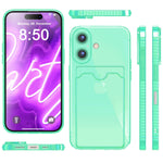 NALIA Neon Silikonhülle für iPhone 16 – Kartenfach & Knallige Signal-Farbe – CARDPOP (Anti-Shock Handyhülle) – Marke aus Berlin