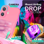 NALIA Neon Silikonhülle für iPhone 16 – Kartenfach & Knallige Signal-Farbe – CARDPOP (Anti-Shock Handyhülle) – Marke aus Berlin