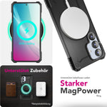 NALIA Magnetische Panzerhülle für Samsung Galaxy S25 Plus – MagSafe kompatibel & Kamera-Stand – GRANITE (Outdoor Schutzhülle Stoßfest) – Marke aus Berlin