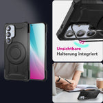NALIA Magnetische Panzerhülle für Samsung Galaxy S25 Plus – MagSafe kompatibel & Kamera-Stand – GRANITE (Outdoor Schutzhülle Stoßfest) – Marke aus Berlin