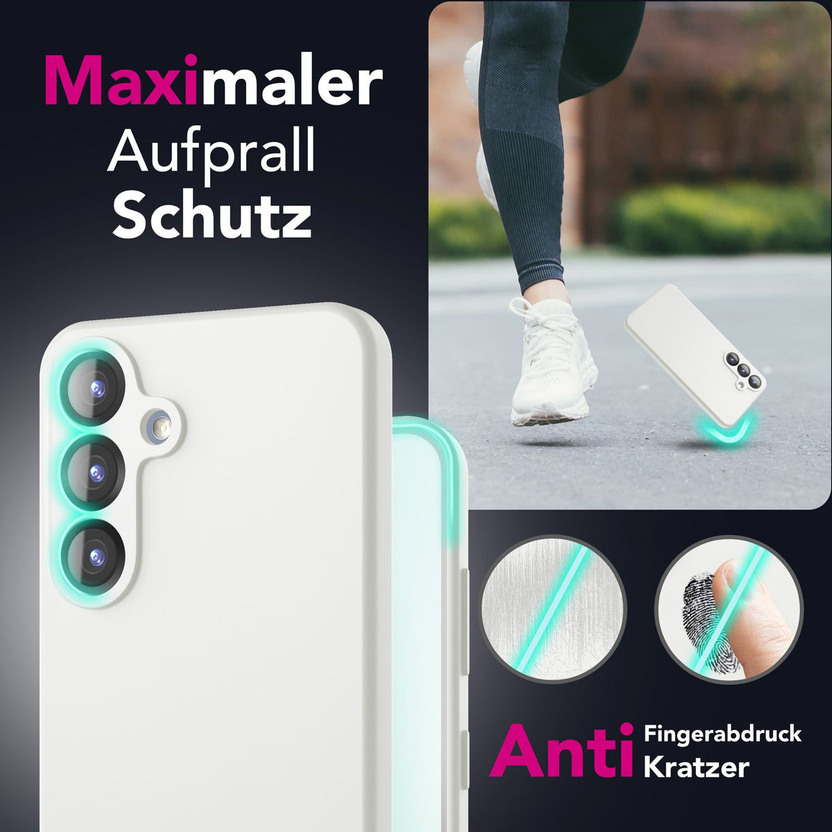 NALIA Silikonhülle für Samsung Galaxy S25 – Kameraschutz & Innenfutter – PHOENIX (Soft-Touch Case) – Marke aus Berlin