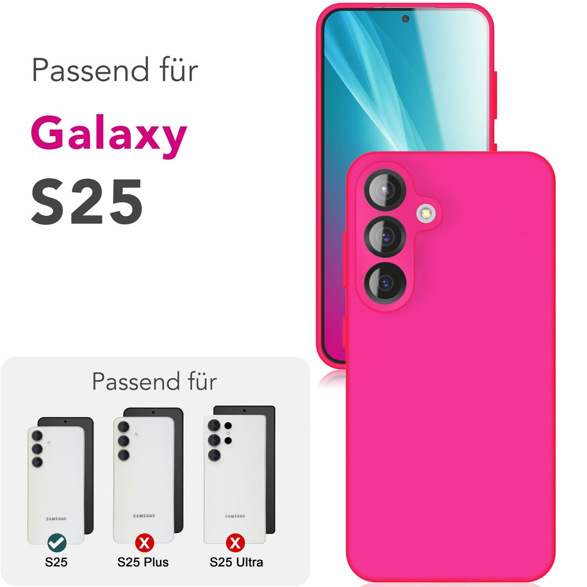 NALIA Silikonhülle für Samsung Galaxy S25 – Kameraschutz & Innenfutter – PHOENIX (Soft-Touch Case) – Marke aus Berlin