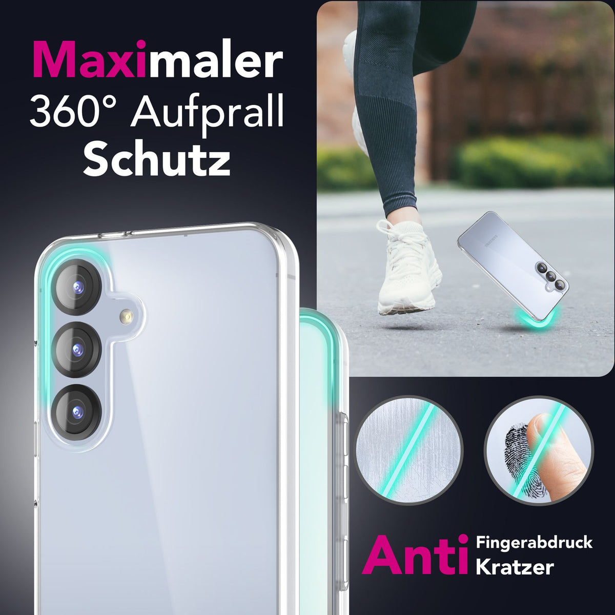 NALIA 360° Hülle für Samsung Galaxy S25 – Vorne & Hinten Schutz – 360GUARD (Full-Body Case) – Marke aus Berlin