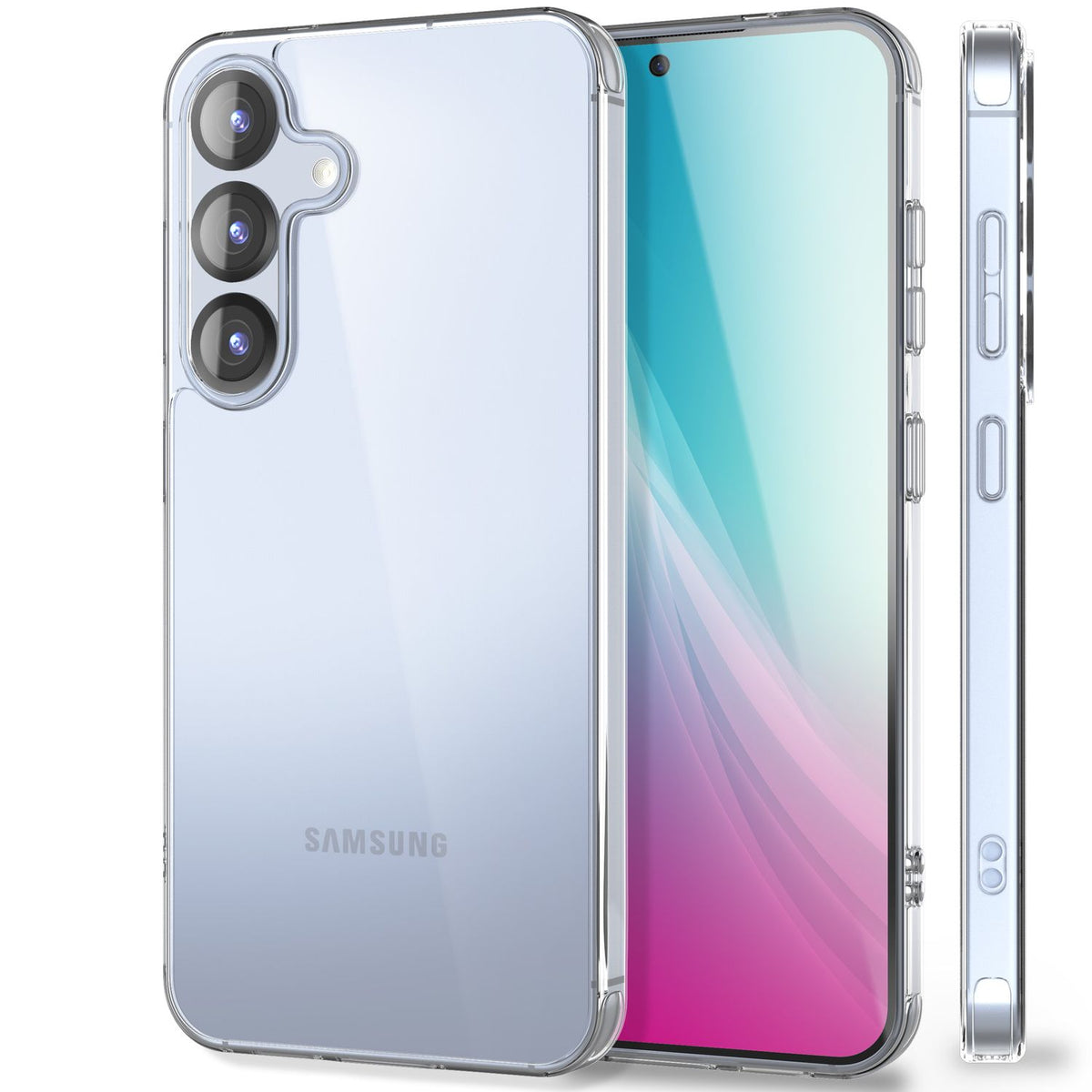 NALIA Transparente Hülle für Samsung Galaxy S25 – Anti-Gelb & Stoßfest – BLYSS (Rückseite in Glas-Optik) – Marke aus Berlin